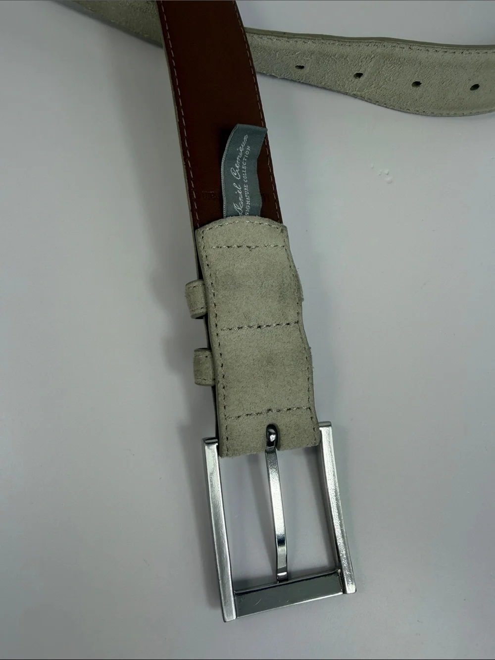 Daniel Cremieux Designer Collection Suede Leather Belt Size L Gray Brown